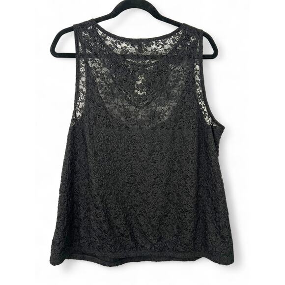 NWT EXPRESS | XL | Top Tank Sleeveless Blouse Lace Embroidered Womens Black - Picture 2 of 5